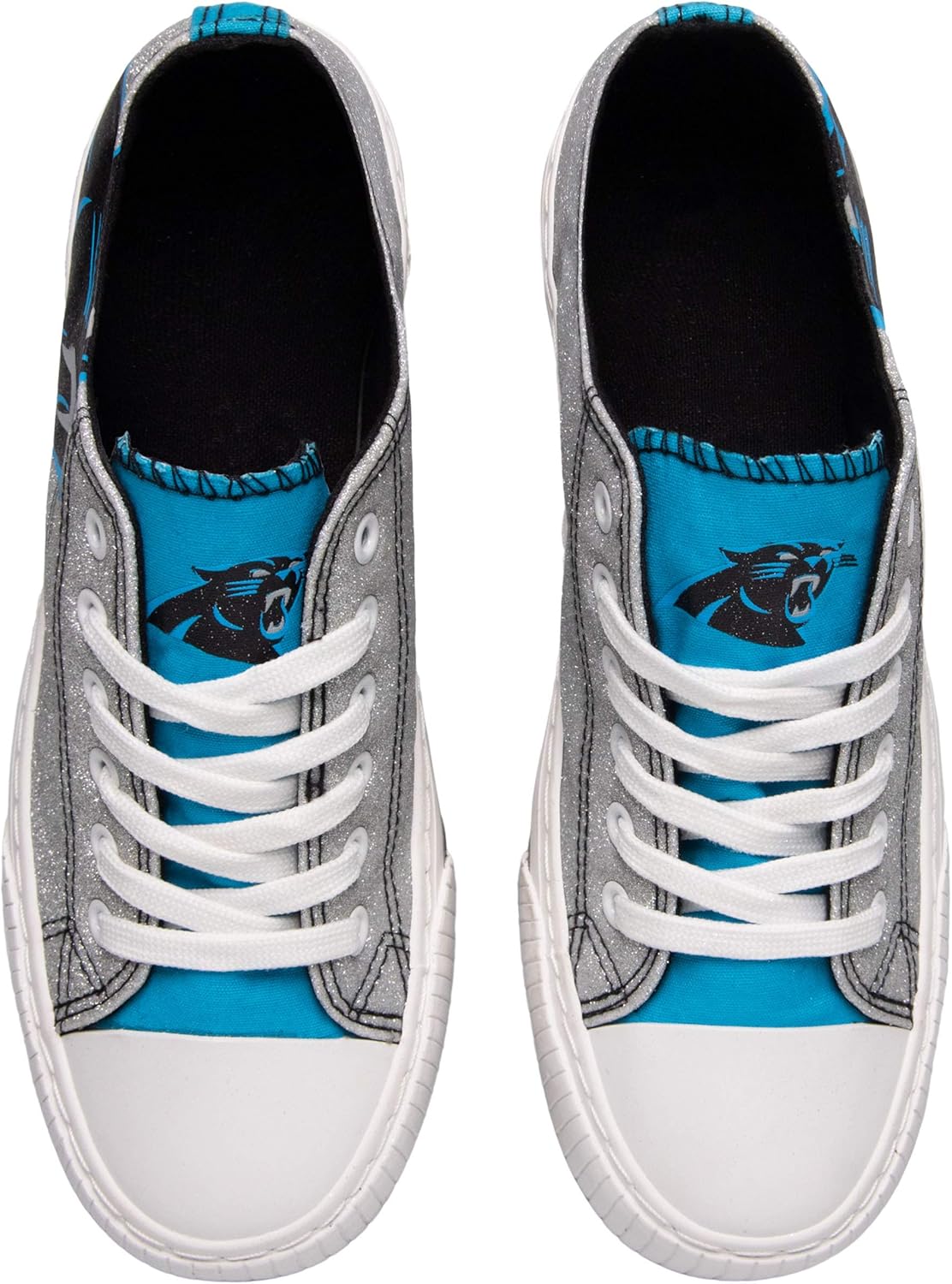 FOCO Carolina Panthers NFL Womens Glitter Low Top Canvas Shoes - 7 - Image 5