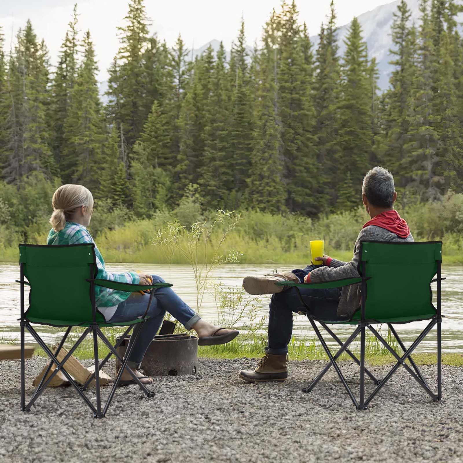 Sunula Leichter Klappstuhl Outdoor mit Getränkehalter & Tragetasche, Stabiler Anglersessel Klappbar, Praktischer Campingstuhl Ideal für Angeln Camping 