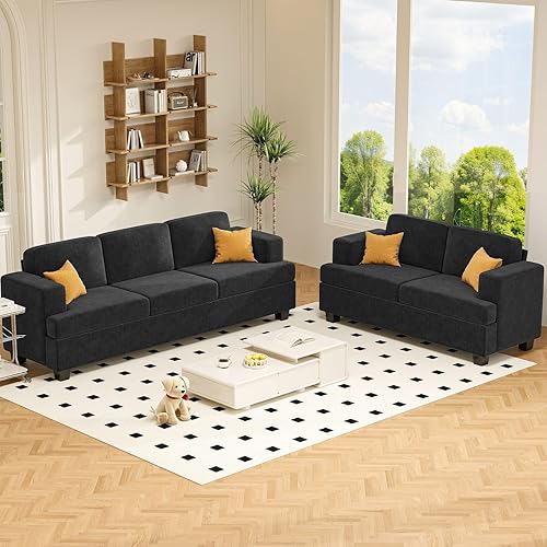 Miniatura 16 de Apicizon Sofá Loveseat Moderno con Sofá Cama de 89", Sofá de Pana de 2 Piezas para Sala de Estar, Sofás Modernos para Salón de Apartamentos, Gris