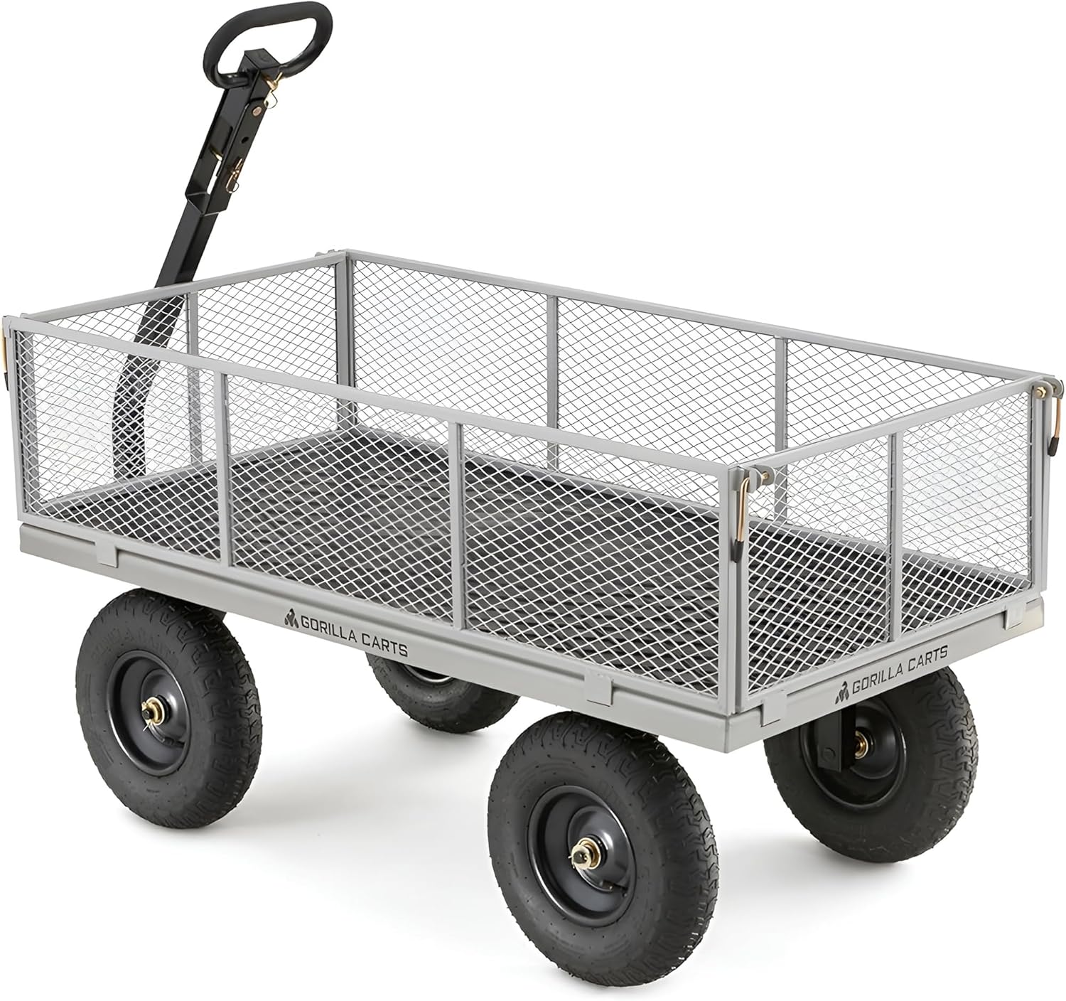 Gorilla Carts Heavy-Duty Steel Garden Cart - 1000 lb Capacity Utility Wagon, Removable Sides, 13" Pneumatic Tires, Pull/Tow Handle