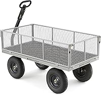 Gorilla Carts Heavy-Duty Steel Garden Cart - 1000 lb Capacity Utility Wagon, Removable Sides, 13" Pneumatic Tires, Pull/Tow Handle