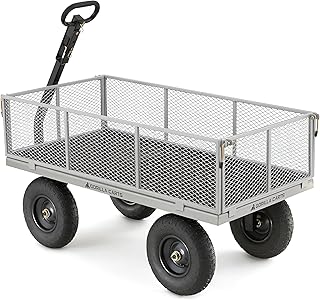 Gorilla Carts Steel Utility Cart, 4 Cu Ft Bed, 800 lb Load Capacity, Bla...