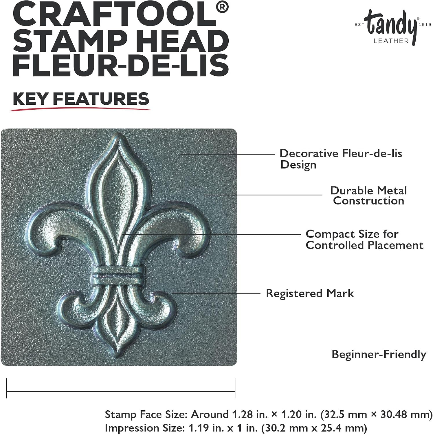 Tandy Leather Craftool Stamp Head Fleur-de-Lis