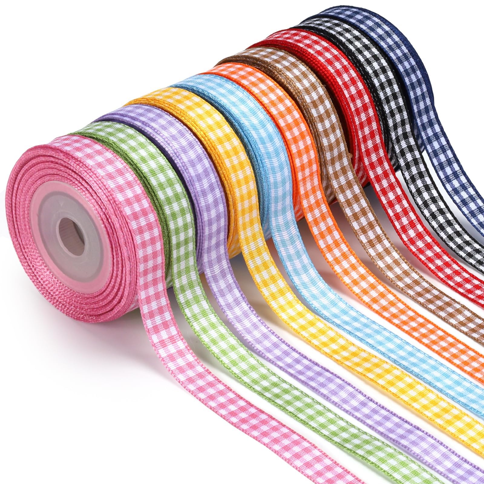 LaRibbons Gingham Ribbon Set, 100 Yards, Plaid Craft Ribbons