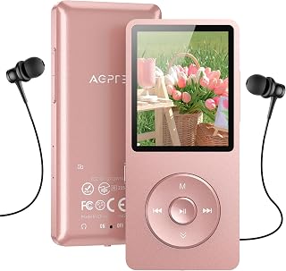 AGPTEK A02 64GB MP3 Player, 70 Hours Playback Lossless Sound Music Player, Supports up to 128GB, Rose Gold