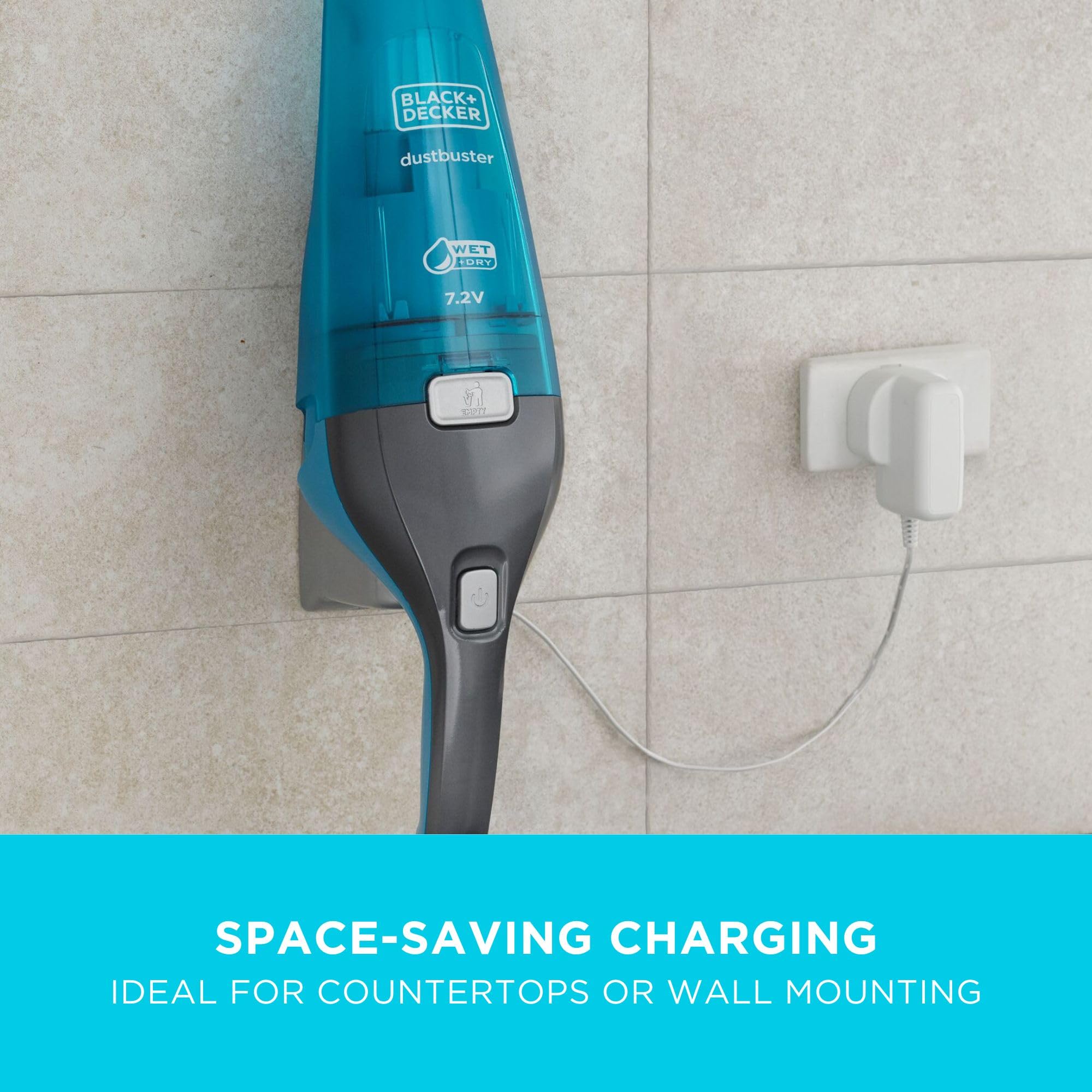 Black+Decker Aspiradora de mano inalámbrica de 7,2 V para polvo húmedo y seco + accesorios