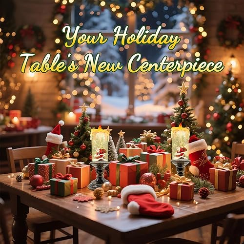 Miniatura 7 de Velas parpadeantes sin llama de muñeco de nieve, velas de pilar LED de cera real, luz cálida, muñeco de nieve de Navidad, Papá Noel y ciervo, regalo