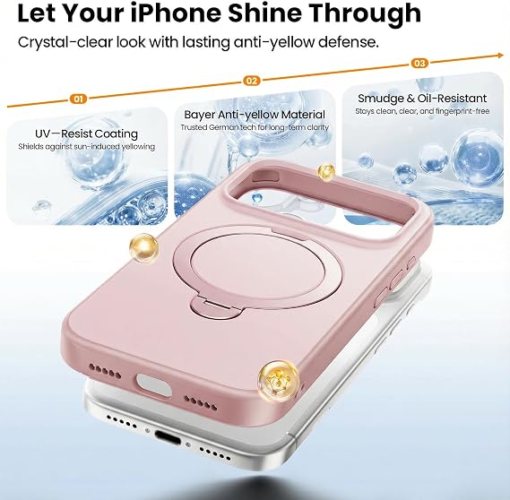 360 Stand for iPhone 18 Pro Case/iPhone 17 Pro, Pink