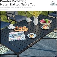 Vista 6 de MFSTUDIO Juego de 7 barras de patio con 1 mesa de barra de listones de metal resistente con 6 taburetes de altura de barra para exteriores, azul