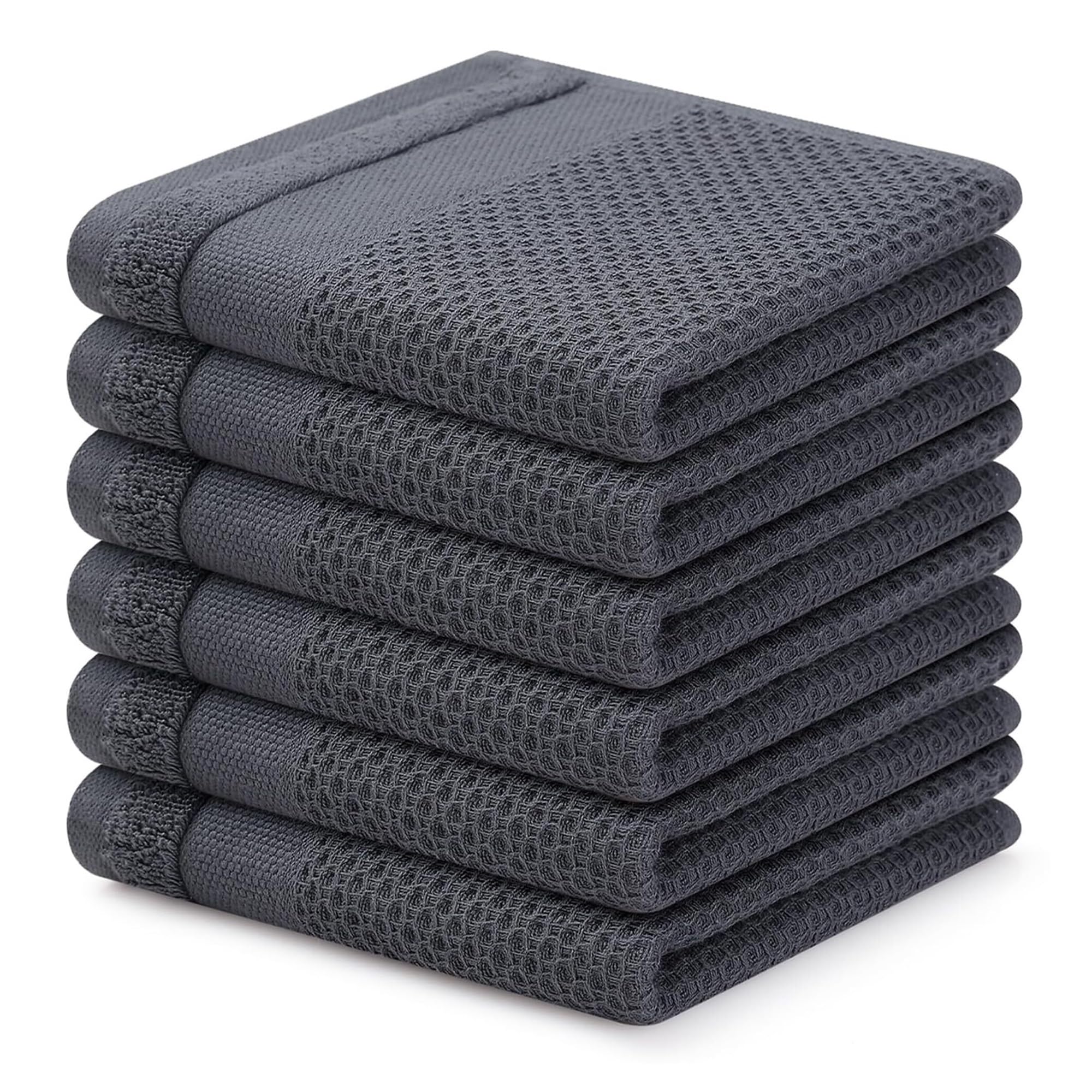 Jobaojiang Kitchen Cotton Towels Honeycomb Cotton Dish Cloths Reusable Absorbent Household Washable Cleaning Cloths(Navy blue)