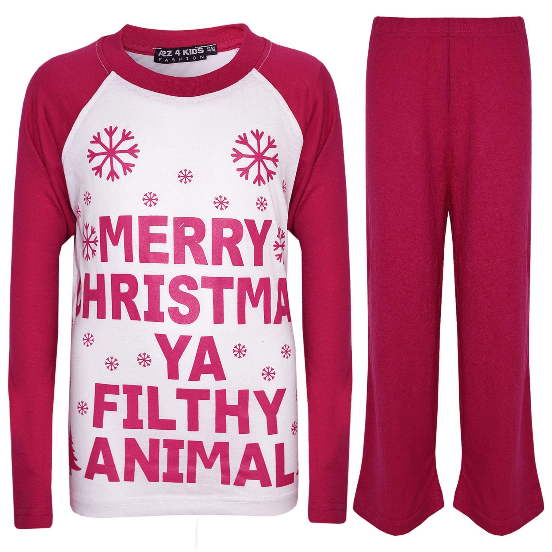 A2z 4 Kids Unisex Kids Pink Girls Boys Pj's Ya Filthy Printed Christmas Pyjamas - Pjs Ya Filthy 13.1