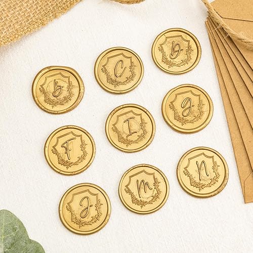Miniatura 4 de 50 calcomanías de sello de cera de oro antiguo, monograma N sobre para boda, cumpleaños, baby shower, Acción de Gracias, invatación, negocio, sobre