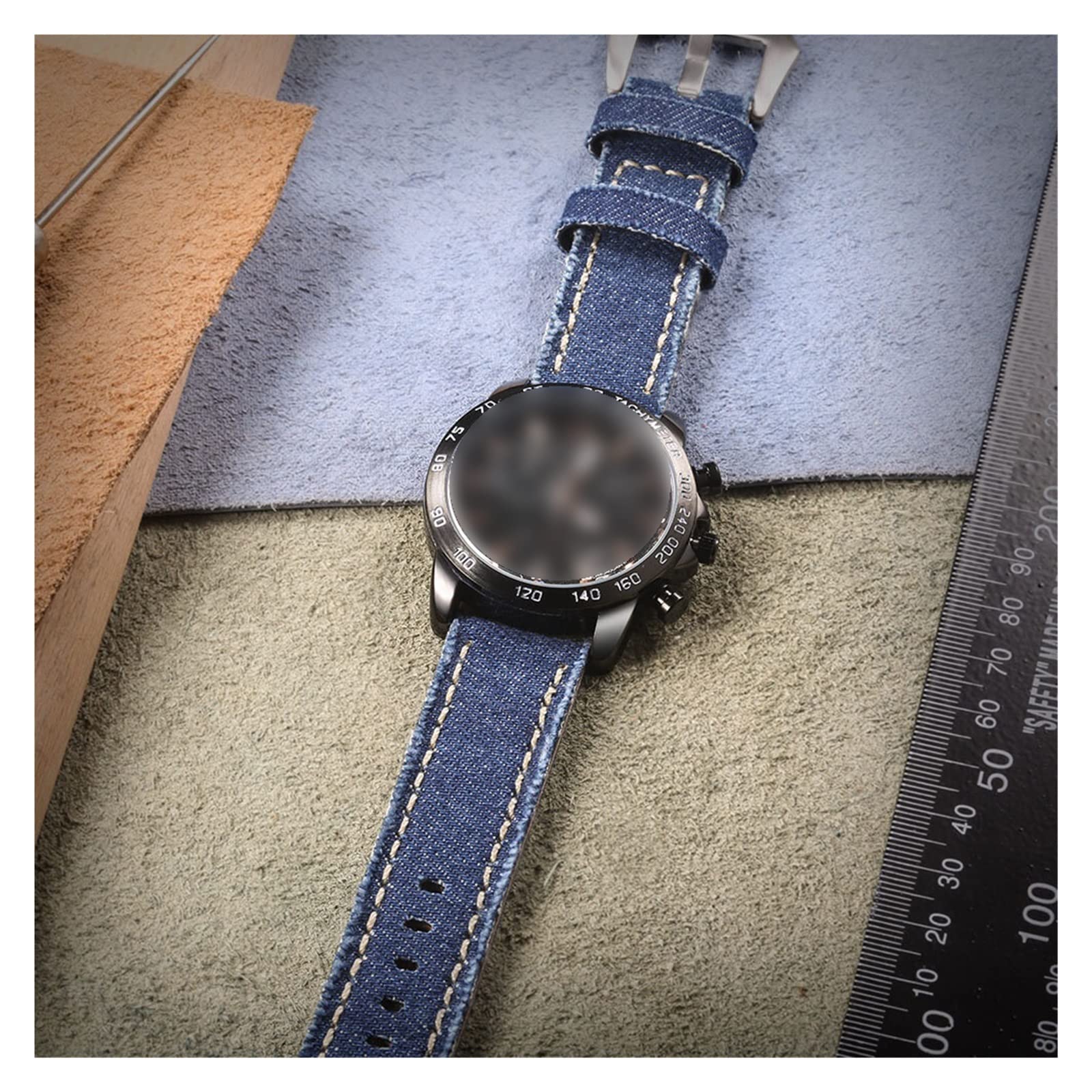 Canvas Watch Bands Release Quick Denim Blue Due pezzi Orologi cinturini Matt Acciaio Fibbia 20mm 22mm 24mm(Khaki,24mm)