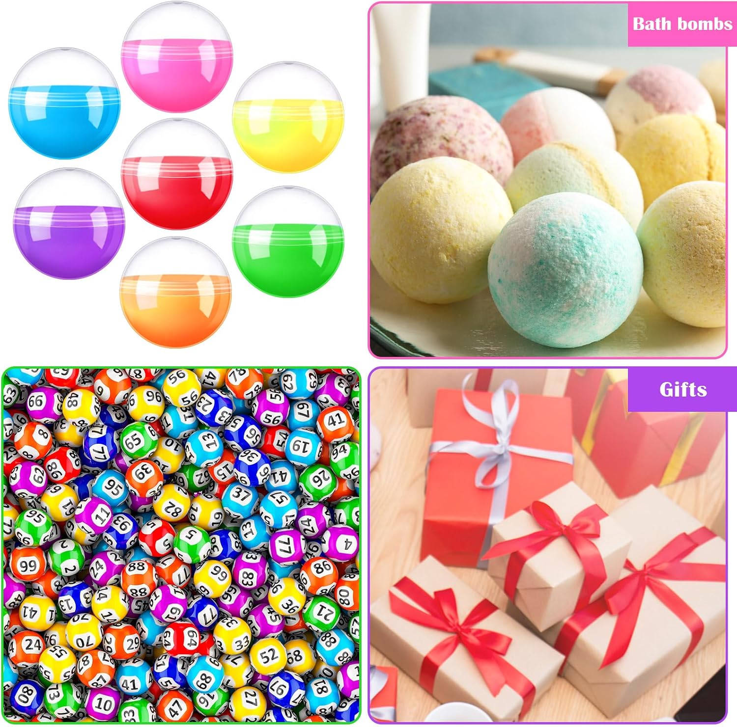 Sosation 150 Pcs 2 Inch Gumball Vending Machine Capsules Empty Round Plastic Containers for Prizes Party Favors (Stylish Color)