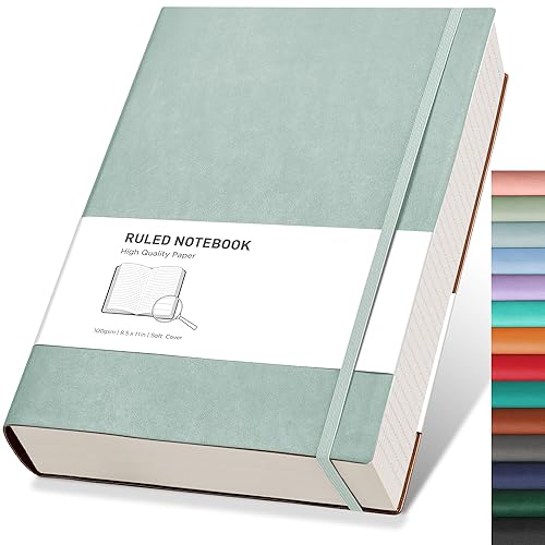 RETTACY Cuaderno A4 con rayas universitarias con 320 páginas, diario grande de tapa blanda para hombres y mujeres con papel forrado de 100GSM, piel