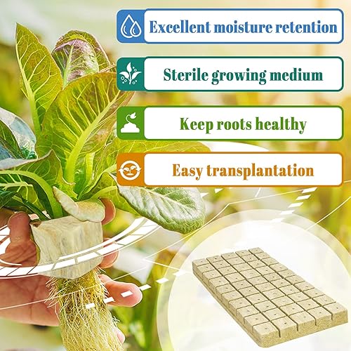 Vista 29 de Legigo Cubos de lana de roca de 2 pulgadas para iniciadores de semillas hidropónicas, cubos de plantación de lana de roca, tapones hidropónicos de 2