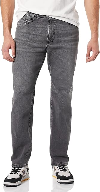 Amazon Essentials Straight-Fit Jean stretch pour homme, gris lavé, 36W x 30L