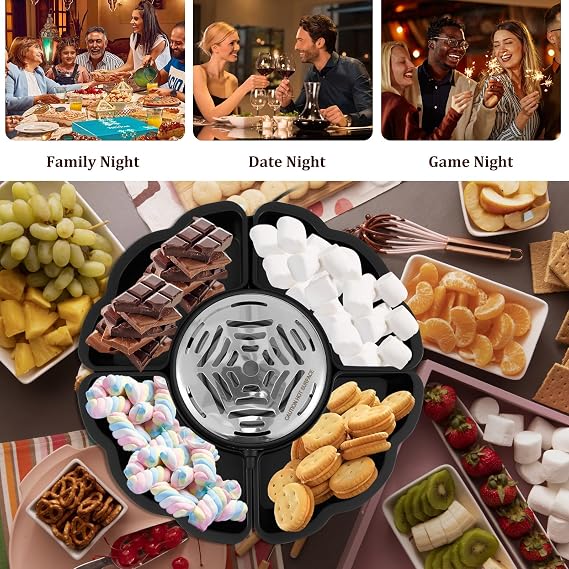 2 in 1 Electric Smores Maker, Tabletop Indoor Family Smore Maker, Marshmallow Toaster Flameless Smores Burner, Marshmallow Roaster Smore Kit for Date Night, Movie Night, and Housewarming Gift