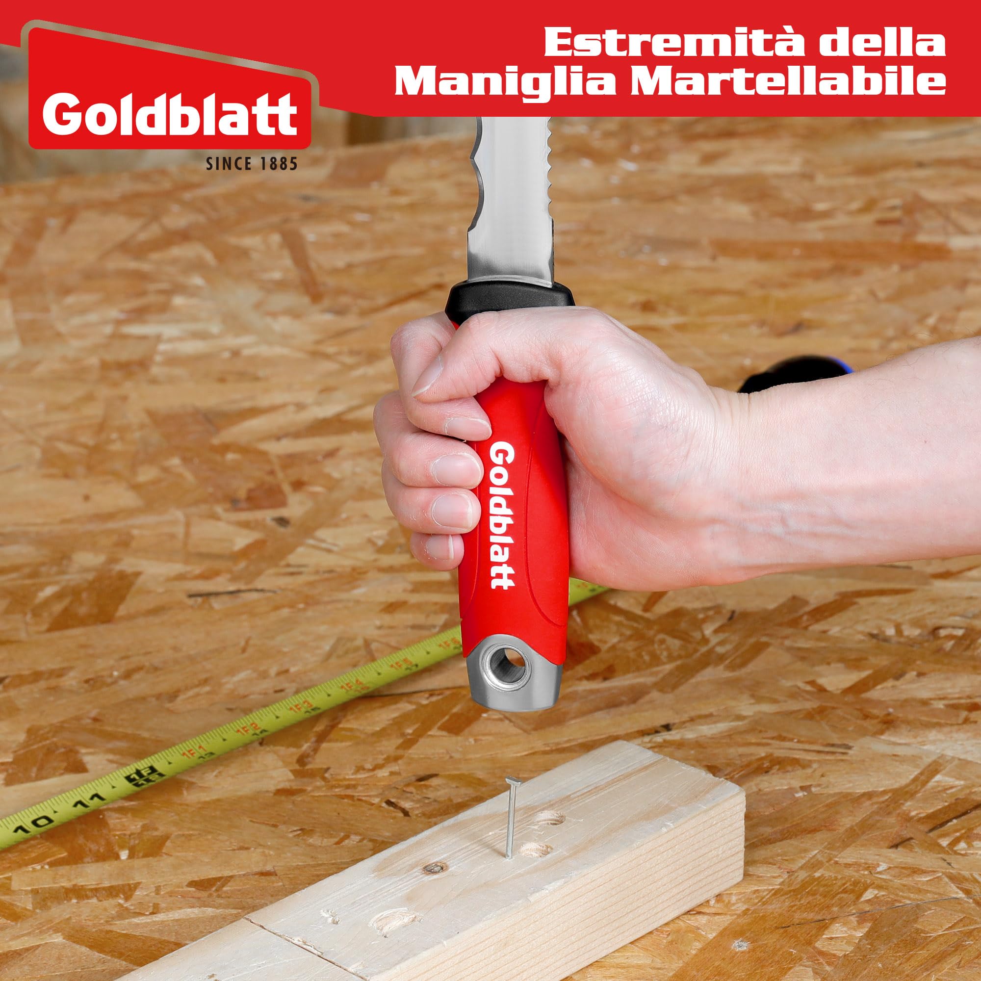 Goldblatt Coltello per Isolamento, Lama in Acciaio Inox da 20 cm, Coltello per Isolamento Doppio Lato, per Tagliare Materiali Isolanti Come Lana Isolante, Fibra di Vetro e Lana di Roccia