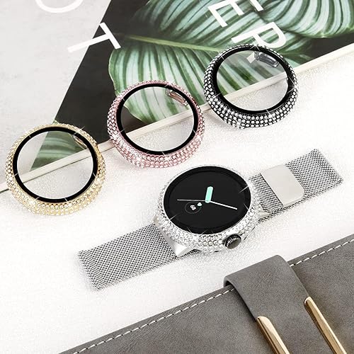 Miniatura 7 de KONAFEI Funda compatible con Google Pixel Watch 2 (2023)  Pixel Watch con protector de pantalla, cubierta protectora brillante de vidrio templado,