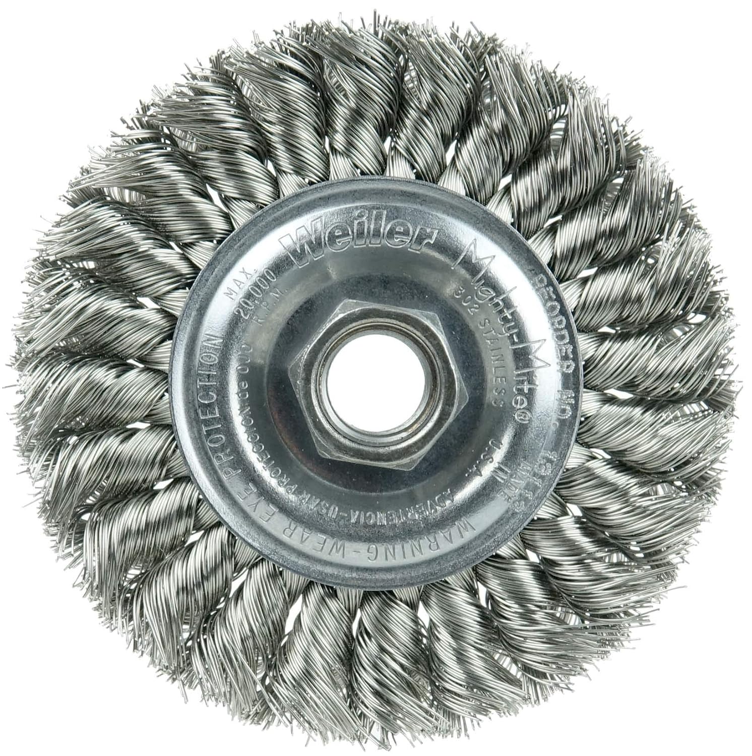 Weiler 13106V 4" Standard Twist Knot Wire Wheel, .014" Steel Fill, 5/8"-11 UNC Nut, Vending Ready, Made in the USA, (Pack of 5)