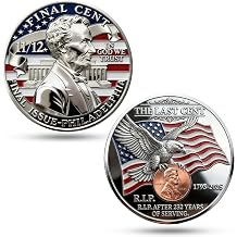2025 The Last Cent Commemorative Coin - R.I.P. Lincoln Penny 1793-2025 Challenge Coin with Bald Eagle & US Flag, Final Issue Philadelphia Patriotic Collectible Souvenir Gift for Coin Collectors