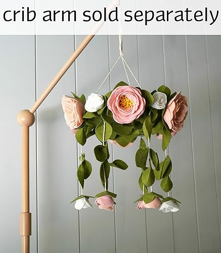 Miniatura 7 de Móvil para cuna Móvil colgante de madera para cuna, decoración floral hecha a mano para niñas, regalo de ducha perfecto (rosa fieltro) también se