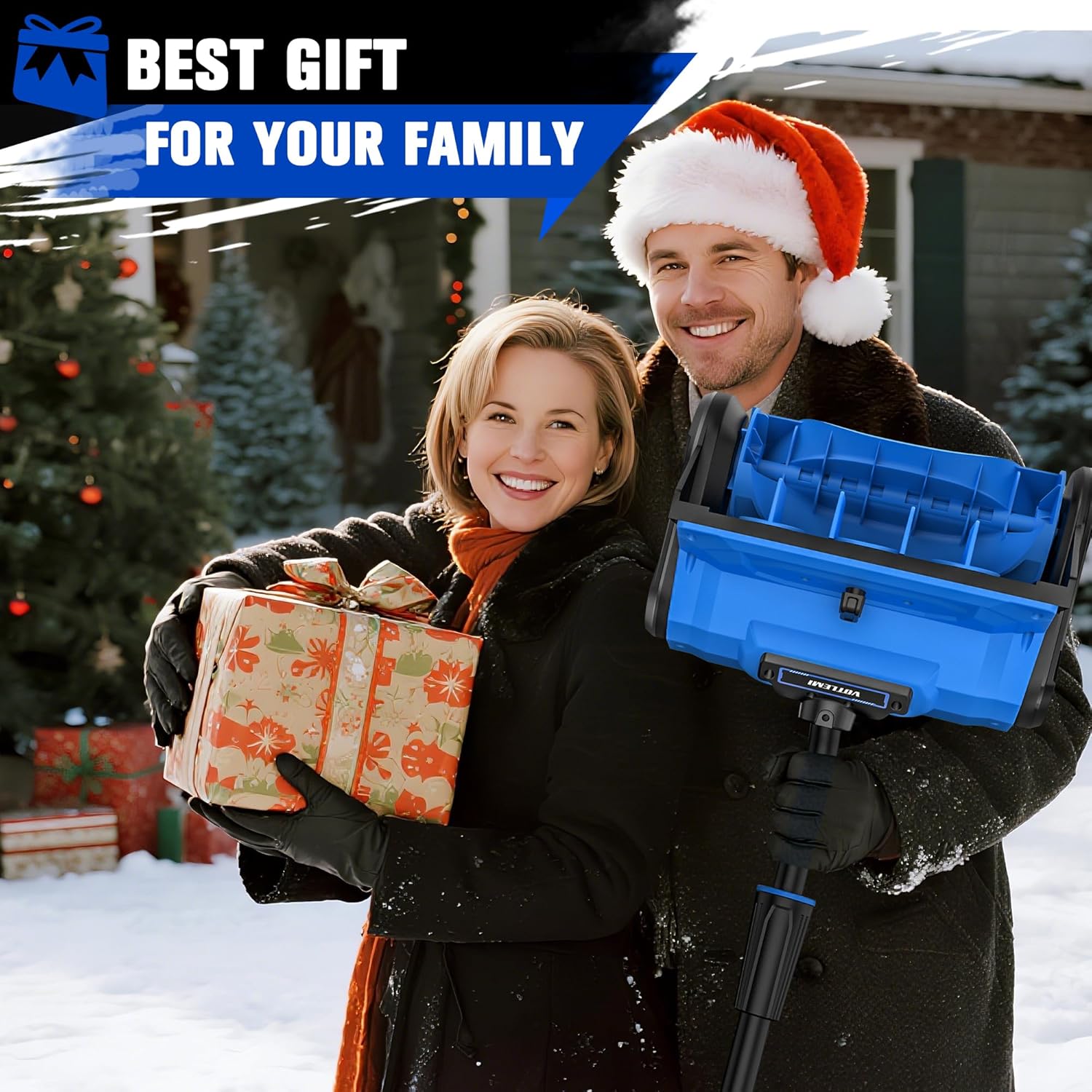 40V Cordless Snow Shovel, 13 Inch 4.0Ah Electric Snow Shovel with Directional Plate, Brushless Cordless Snow Blower for Pathway, Patio, Deck, Driveway, Blue