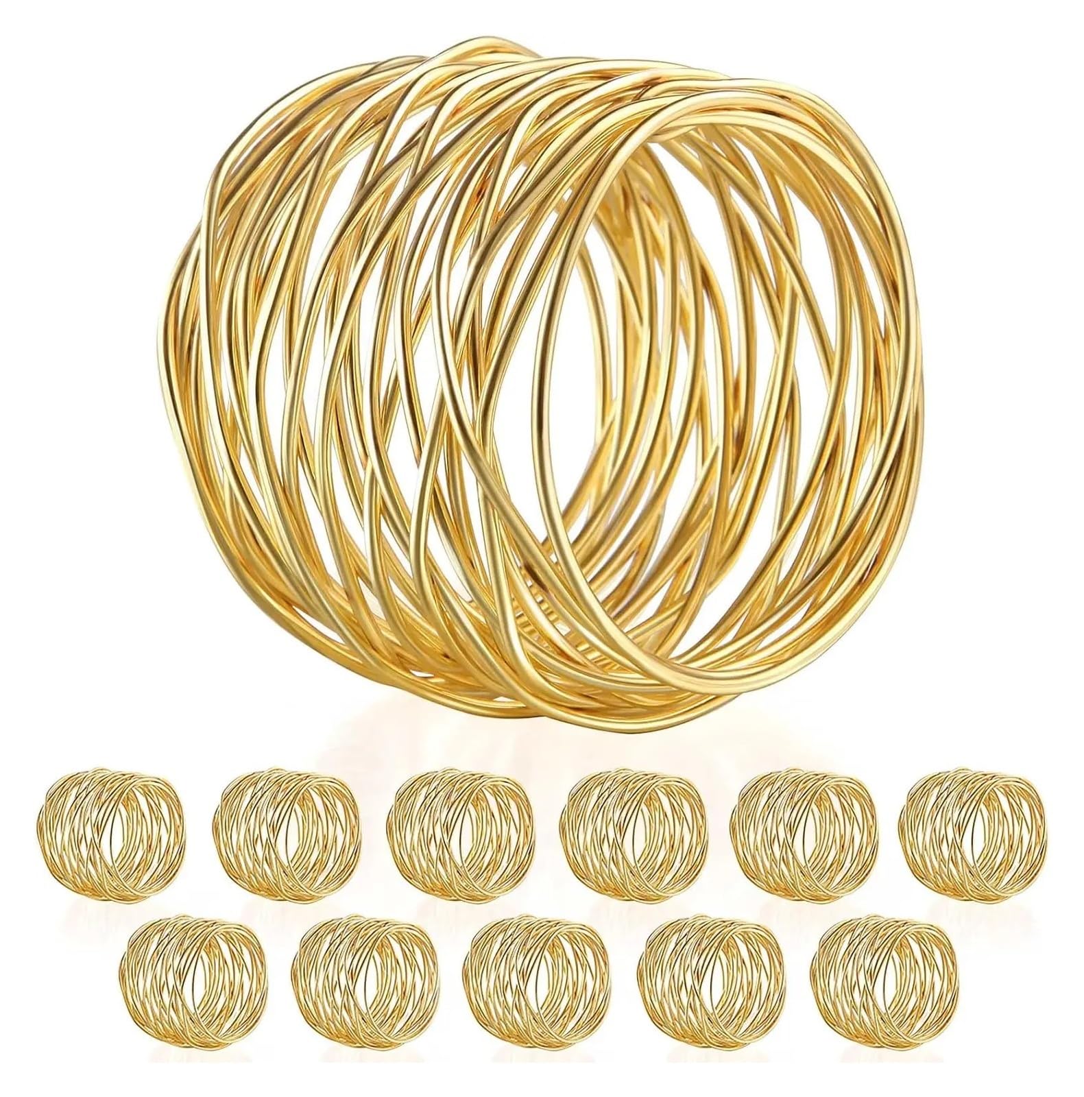 Gold Twisted Wire Napkin Rings 6Pcs for Wedding Party Décor