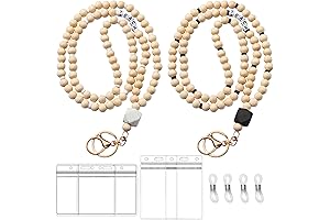 2PCS Fashion Wooden Beaded Lanyards for ID Badges