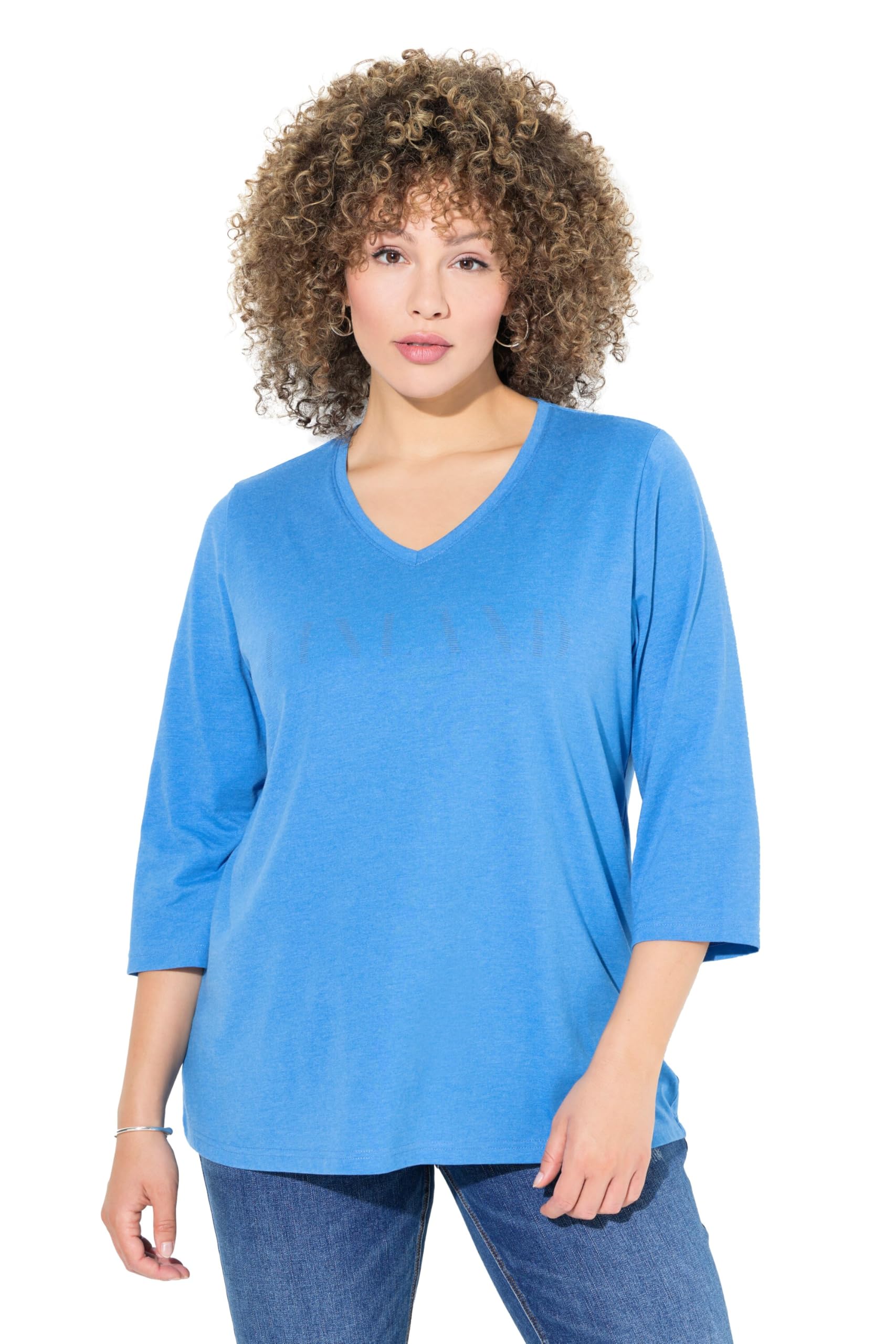 Ulla Popken Women's T-Shirt, petrol blue, 46-48