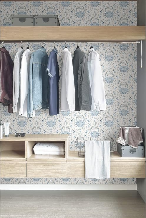 NuWallpaper by WallPops Blue Shellby Peel & Stick Wallpaper