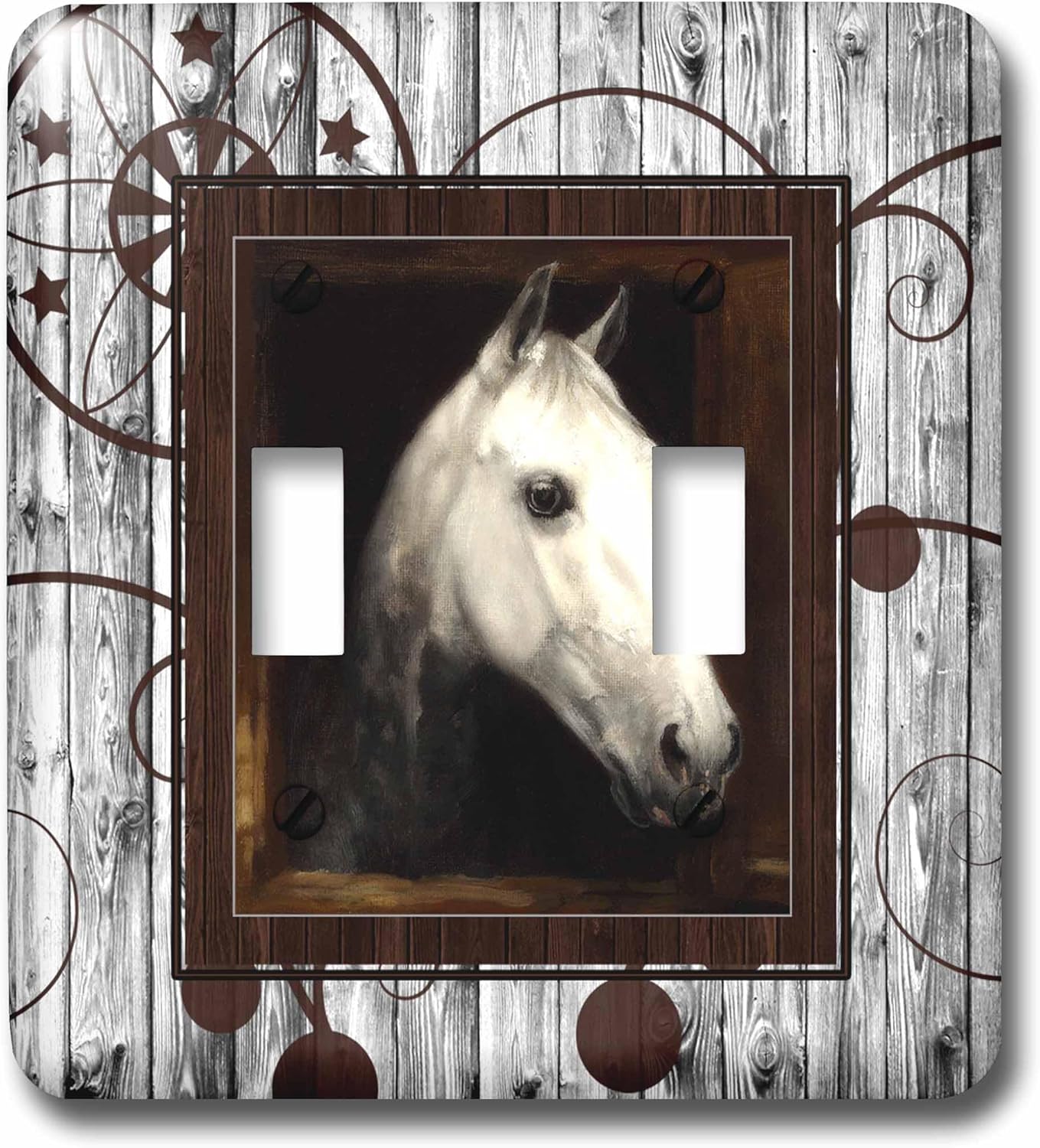 3dRose lsp_127613_2 Vintage Horse Portrait From 1910 by Caspar Von Reth Restored with Western Background Light Switch Cover