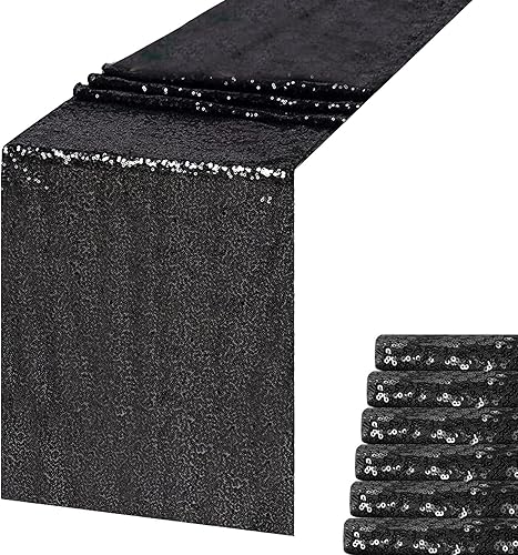 Paquete de 10 caminos de mesa de lentejuelas color burdeos de 12 x 108 pulgadas de largo, mantel brillante con purpurina para Navidad, boda,