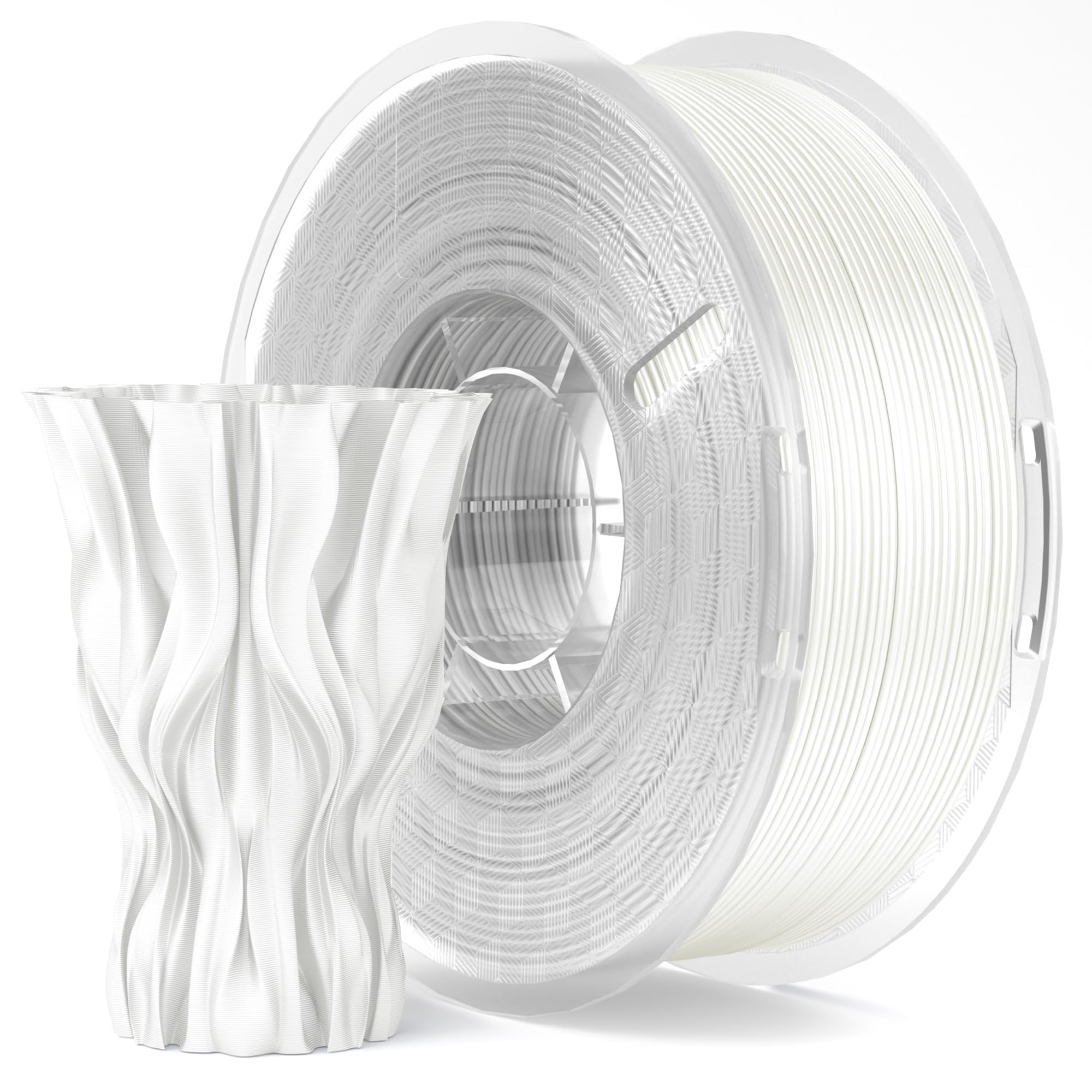 ELEGOOSilk PLA Filament 1.75mm White 1KG, Shiny 3D Filament Dimensional Accuracy +/- 0.02mm, 1kg Spool(2.2lbs) 3D Printing Filament Fits for Most FDM 3D Printers