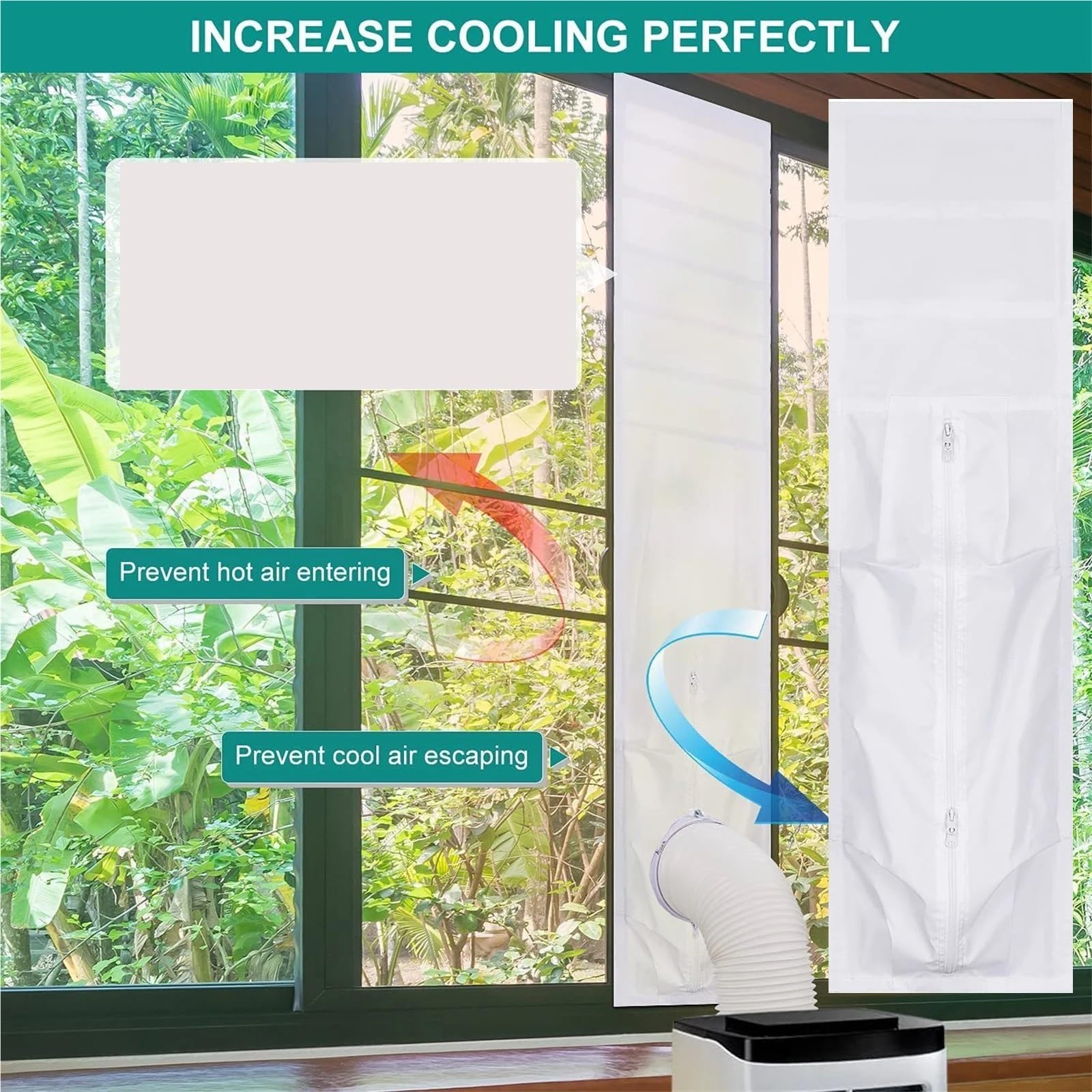 Sellador de Ventanas portátil for Aire Acondicionado, Tela for sellar Ventanas, sellador Universal for Ventanas, Kit de ventilación for Ventanas, Kit de ventilación Suave for Ventanas