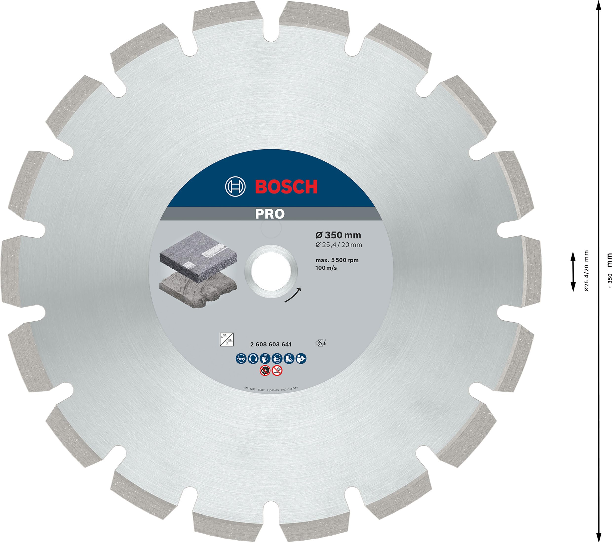 Bosch 2 608 603 641 - Disco de corte de diamante Best for Asphalt (350 x 20/25,40 x 3,2 x 12 mm)