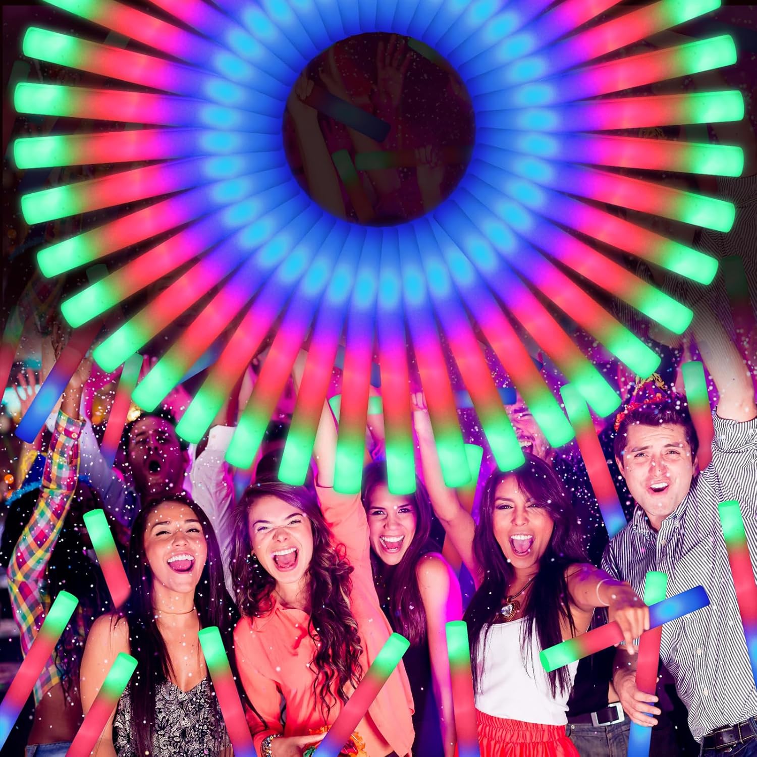 70 PCS LED Foam Glow Sticks Bulk, Glow in the Dark Party Supplies with 3 Modes Colorful Flashing, Foam Light Up Sticks for Wedding,Birthday,Neon Party,Carnival,Concert,New Year 70 Pack