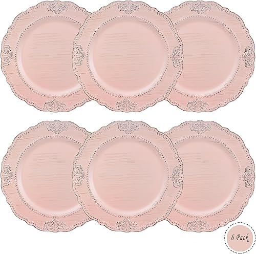 Miniatura 9 de Spsyrine Platos de carga amarillos beige antiguos, paquete de 6 cargadores de 13 pulgadas para platos de cena, bodas, banquetes, fiestas