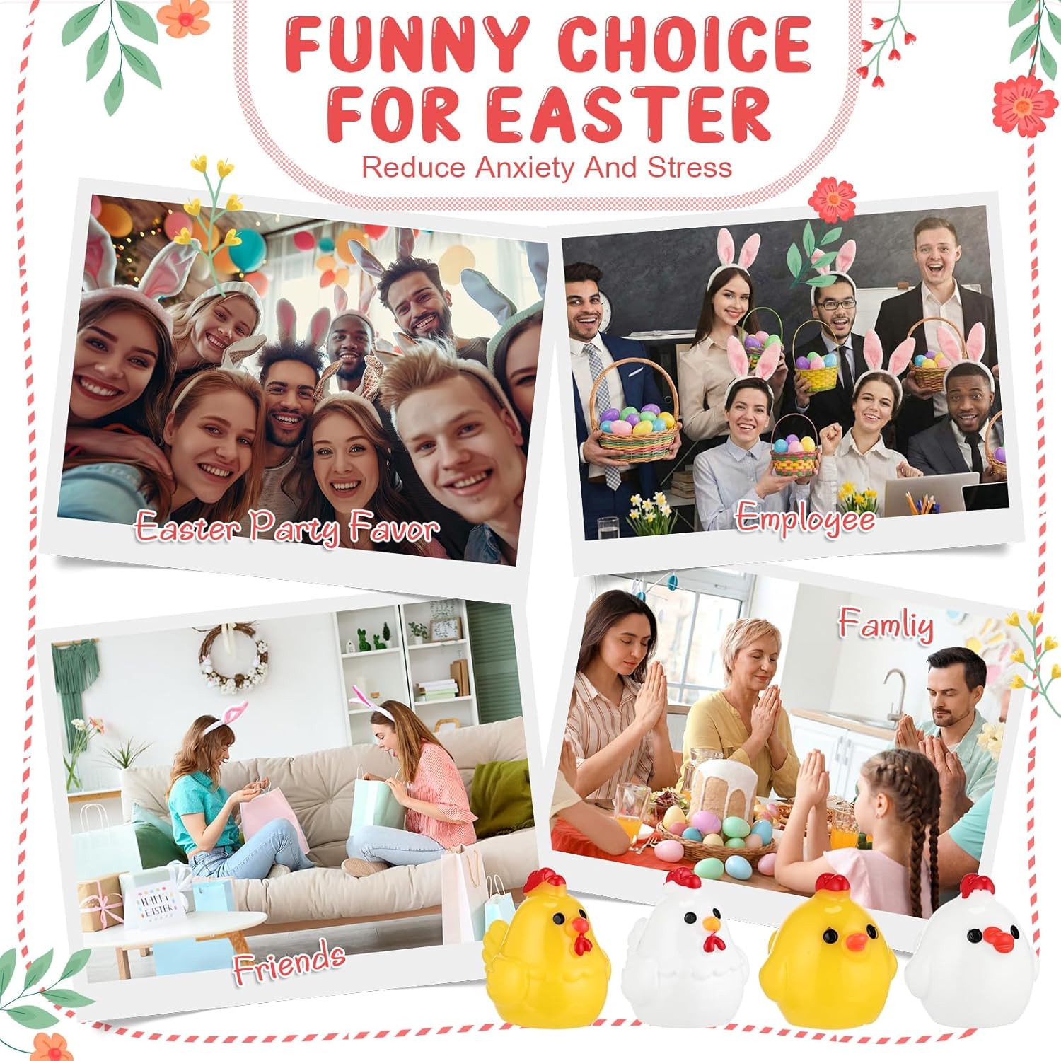 Bucherry 20 Sets Easter Religious Eggs Fillers Christian Empty Eggs with Mini Resin Easter Chicken Prayer Cards Resurrection Basket Stuffers Party Favors Gifts (Cute)