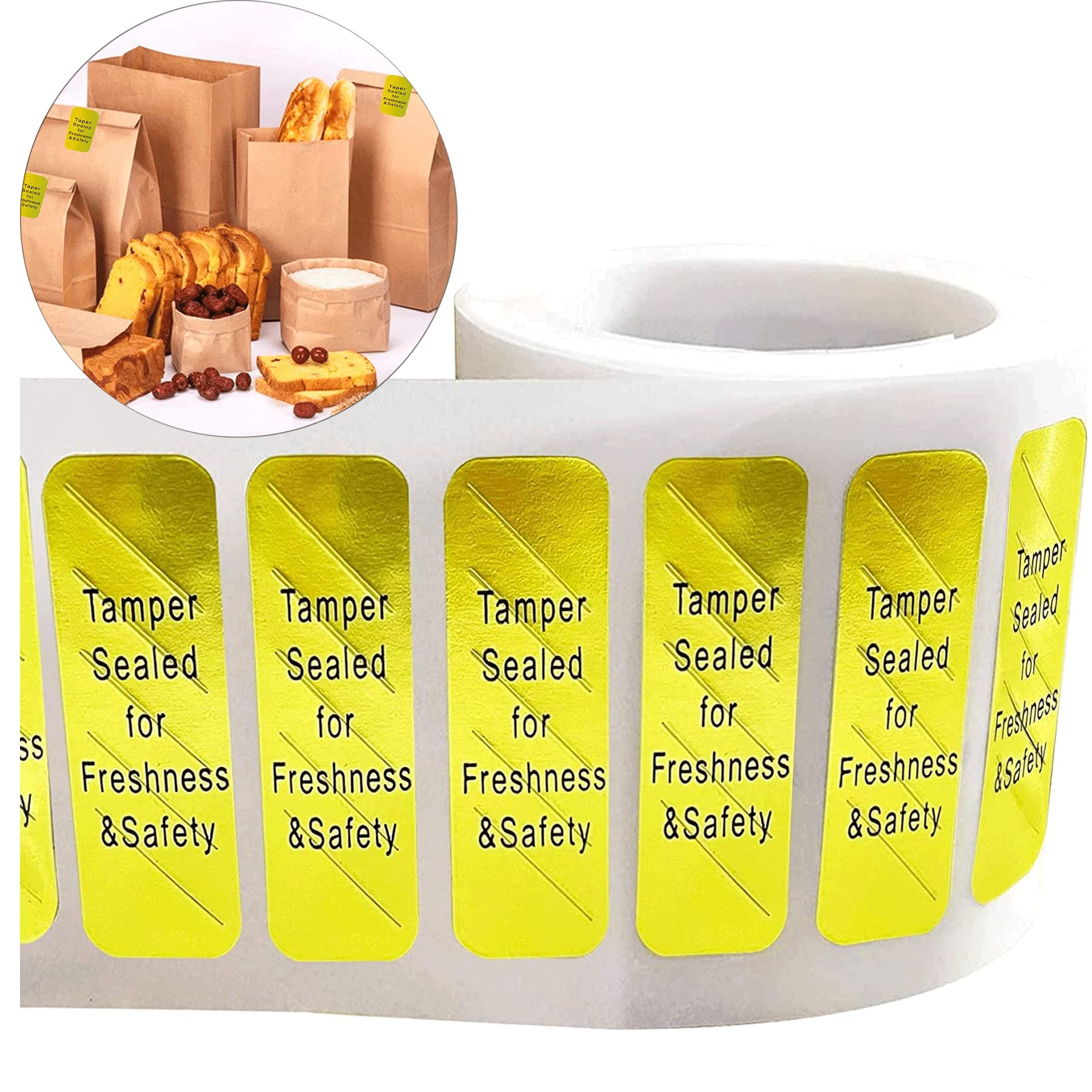 Buy Gold TamperEvident Food Sealed for Freshness and Safety Stickers 0.5 x 1.5 Inch Tamper