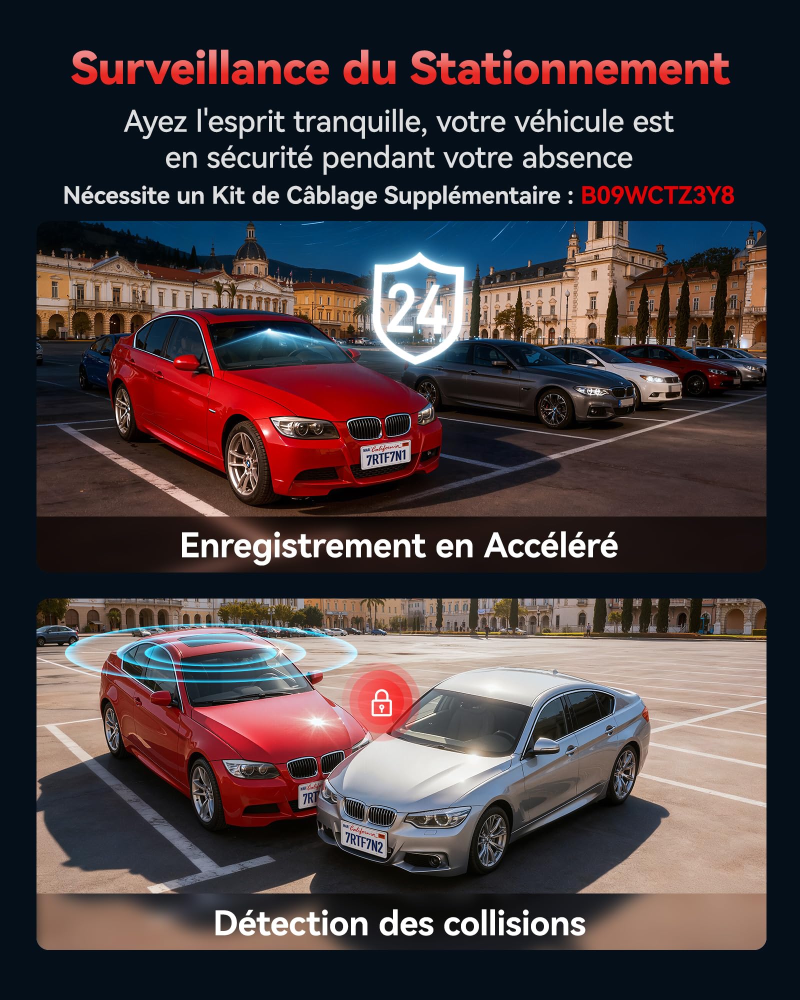 REDTIGER F7N-N Dashcam Voiture 4K Avant Arrière, WiFi 5.8GHz 20 MB/s avec App, Caméra Embarquée 2160P/FHD, GPS Précis, WDR, Écran 3,18", Vision Nocturne, Mode Stationnement 24H (sans Carte)