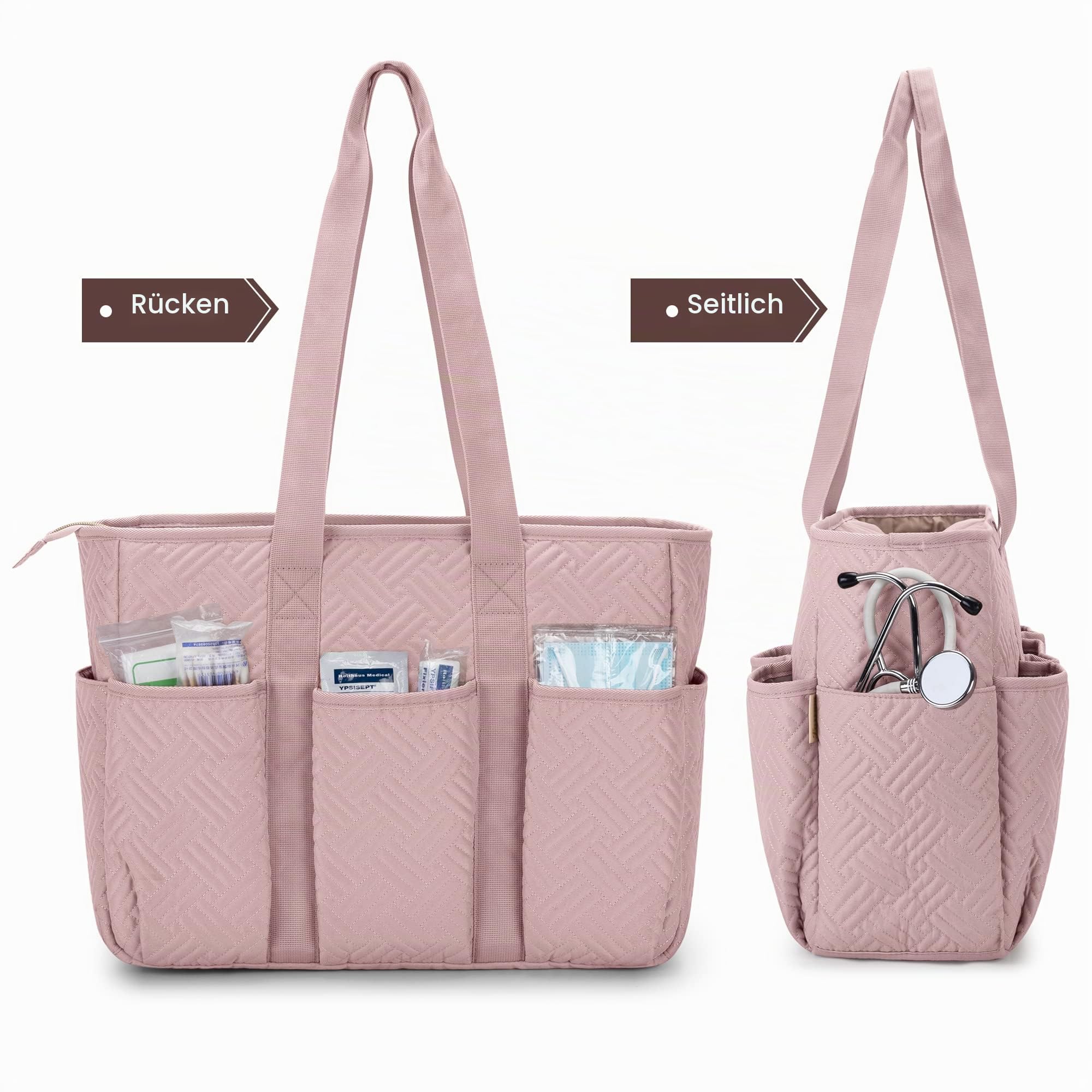 Fasrom Aufbewahrungstasche für Krankenschwester, Tragebare Medizinische Tasche Erste Hilfe Sets Tasche für Medizinstudent, Ärzte (Rosa)