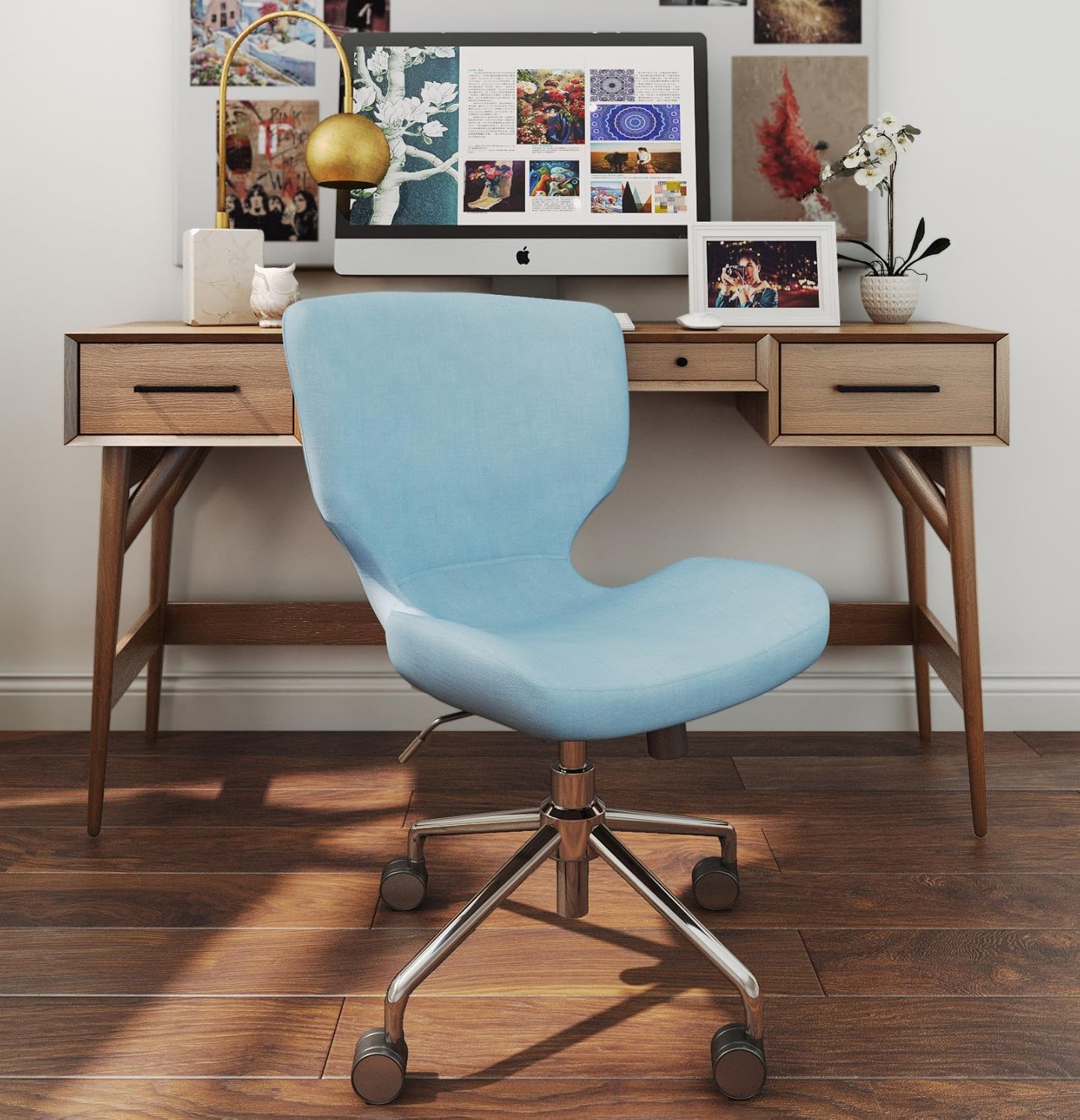 ELLE Décor Madeline Hourglass Task Chair in French Pastel Blue