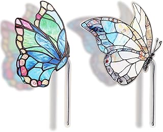 2PCS Glass Butterfly Pot Plant Suncatcher