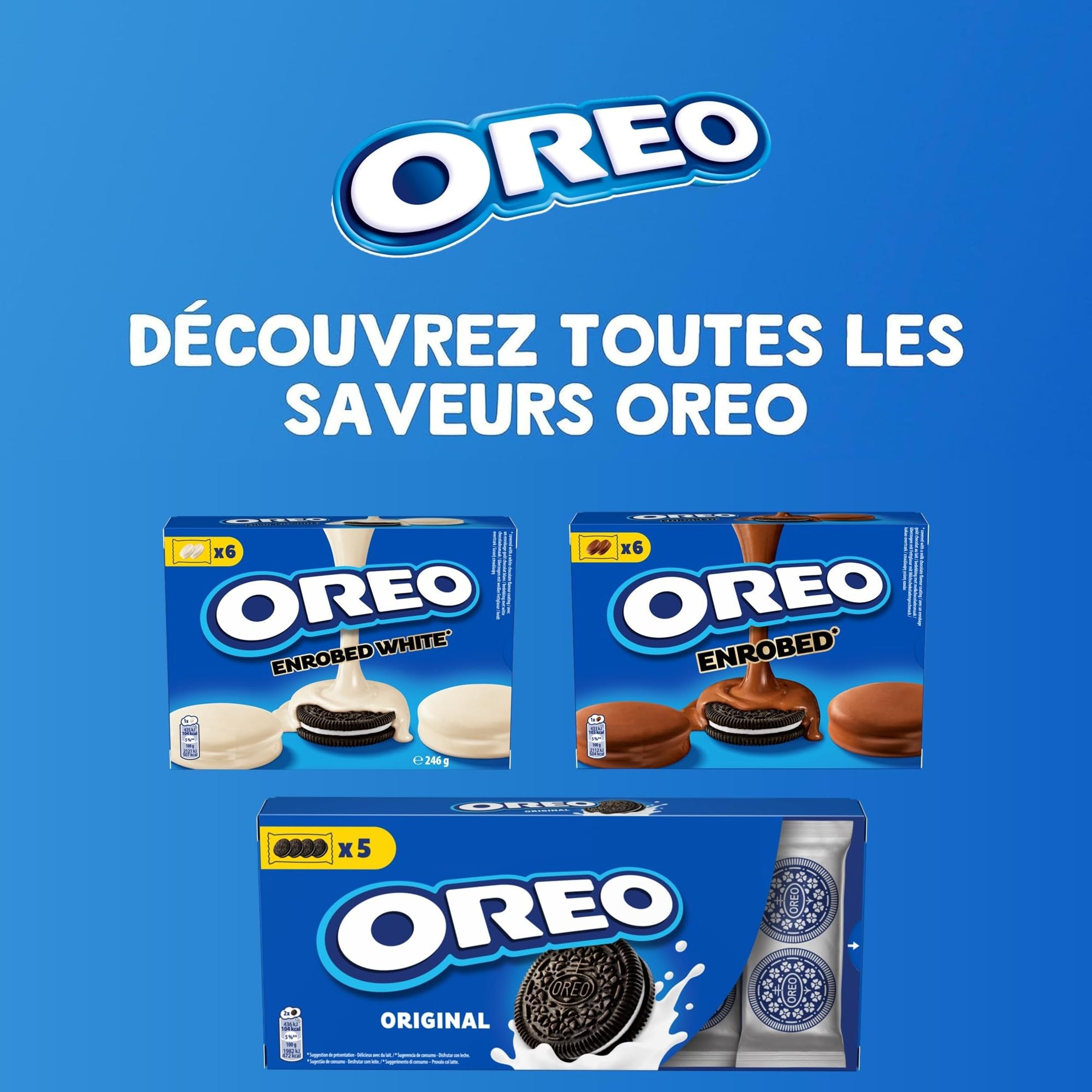 OREO - Oreo Original - 12 Boîtes de 5 Sachets de 4 Biscuits Oreo - Biscuit Cacaoté Fourré Goût Vanille - Lot de Biscuits en Sachets Individuels - Idéal à Emporter pour un Goûter Gourmand - Lot 12x220g