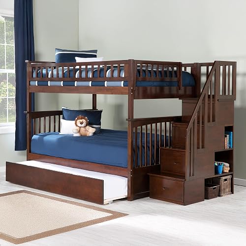 Columbia Staircase Bunk Bed Full Over Full with Twin Trundle,