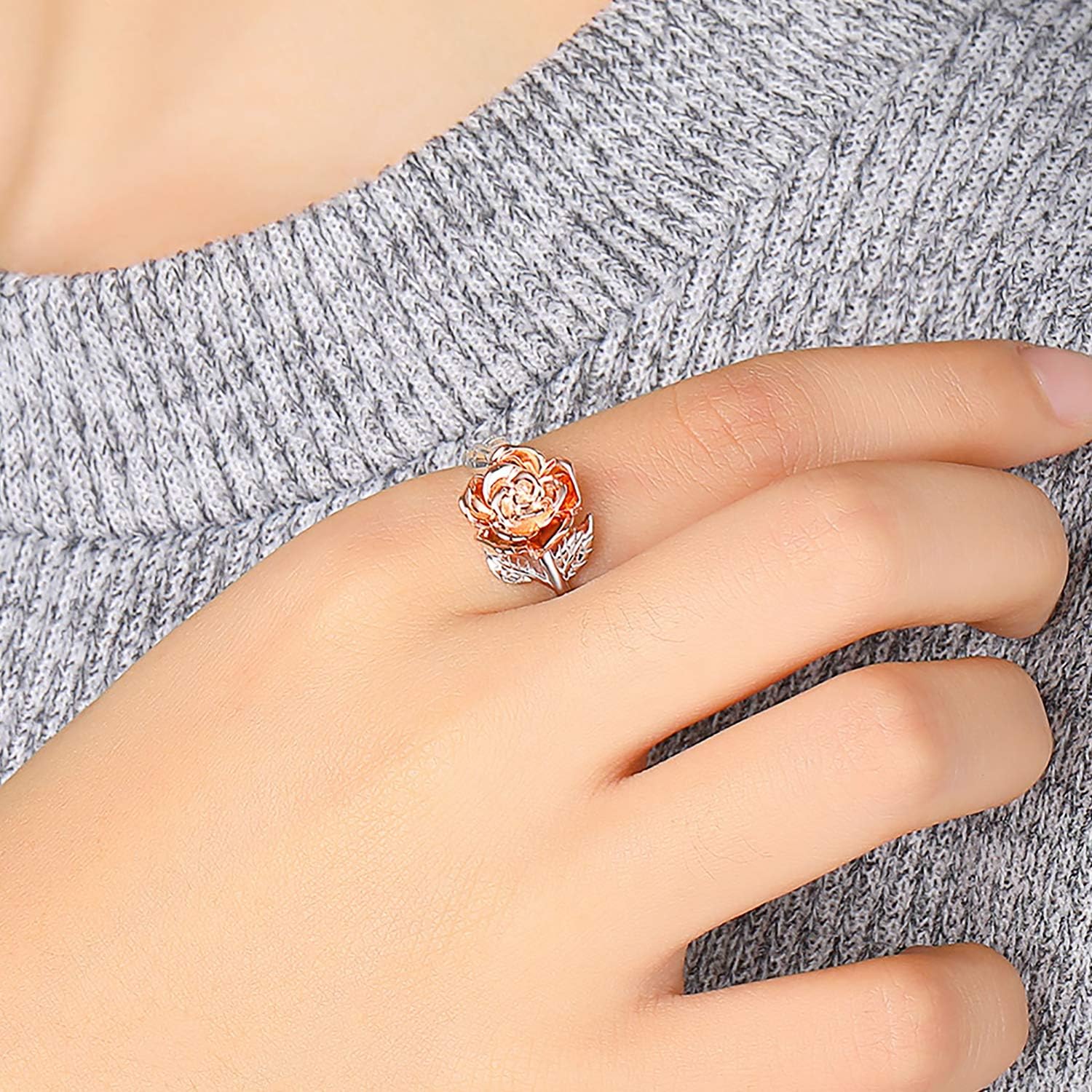 925 Sterling Silver Adjustable Ring for Women - Paw Rings Spoon Ring Rose Flower Promise Ring for Lady, Mother's Day Birthday Christmas Party Jewelry Gifts