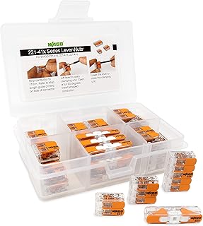WAGO 221 Lever Nuts 35pc Compact Splicing Wire Connector Assortment with Case. Includes (10x) 221-2401, (10x) 221-412, (10x) 221-413, (5X) 221-415
