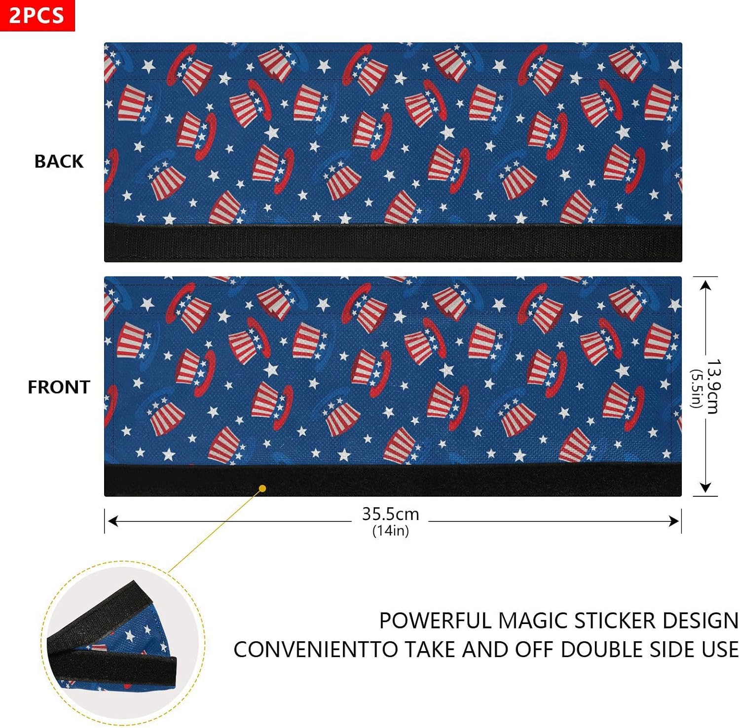 Emelivor 4th July Stars Blue Refrigerator Door Handle Cover Set of 2 - Kitchen Appliance Handles Replacement for Ovens Dishwashers Keep Off Food Stains Fingerprints